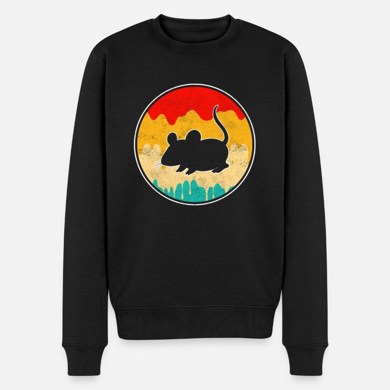 Maus Retro - Männer Premium Bio Pullover - Schwarz
