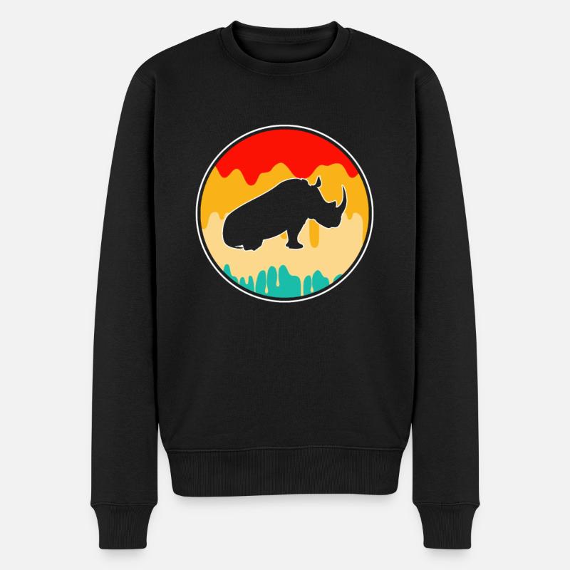 Rhinocéros rétro - Pull Premium bio Homme - noir