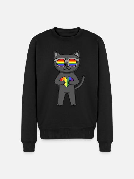 LGBT Cat Bombay Rainbow - Men's Premium Organic Jumper - black