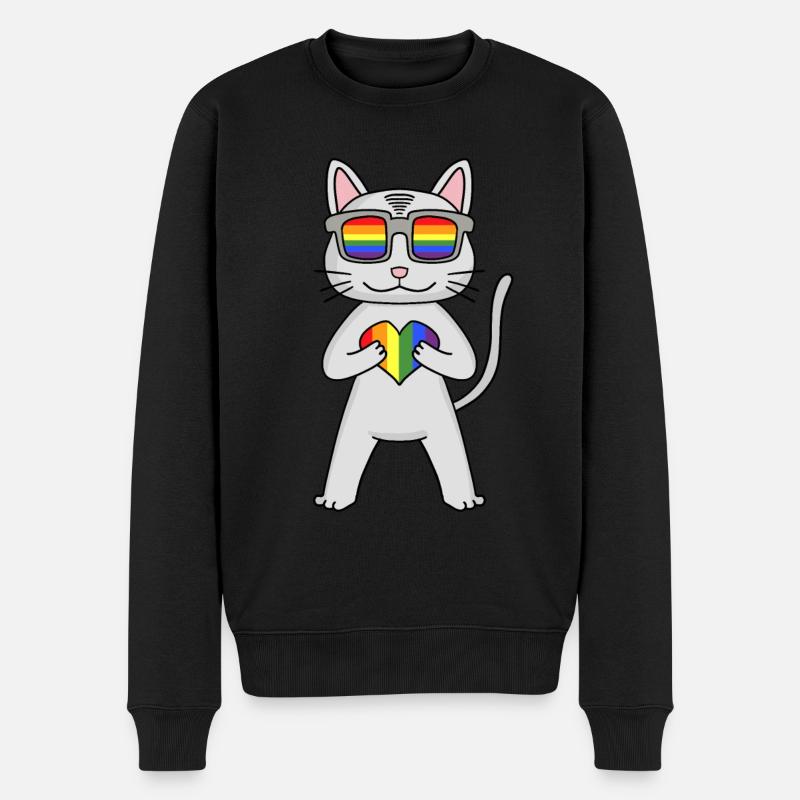 LGBT Cat Devon Rex Rainbow - Men's Premium Organic Jumper - black