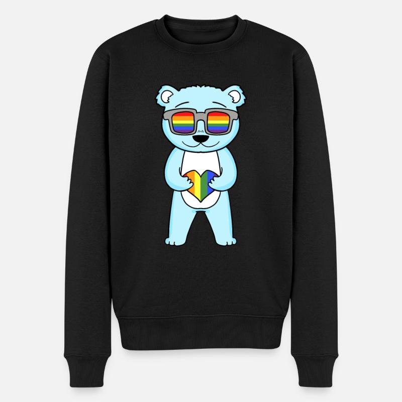 Lgbt Animal Ours Arc-en-ciel - Pull Premium bio Homme - noir