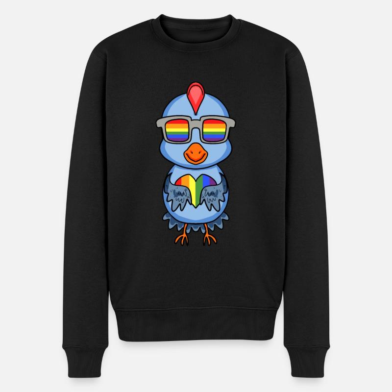 LGBT Tier Huhn Regenbogen - Männer Premium Bio Pullover - Schwarz