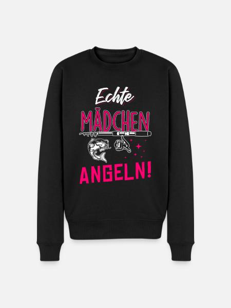 Echte Mädchen Angeln - Männer Premium Bio Pullover - Schwarz