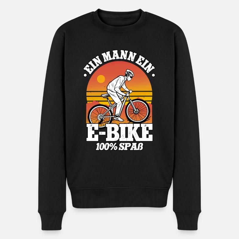 Ein Mann ein E-Bike Pedelec E-Bike - Männer Premium Bio Pullover - Schwarz