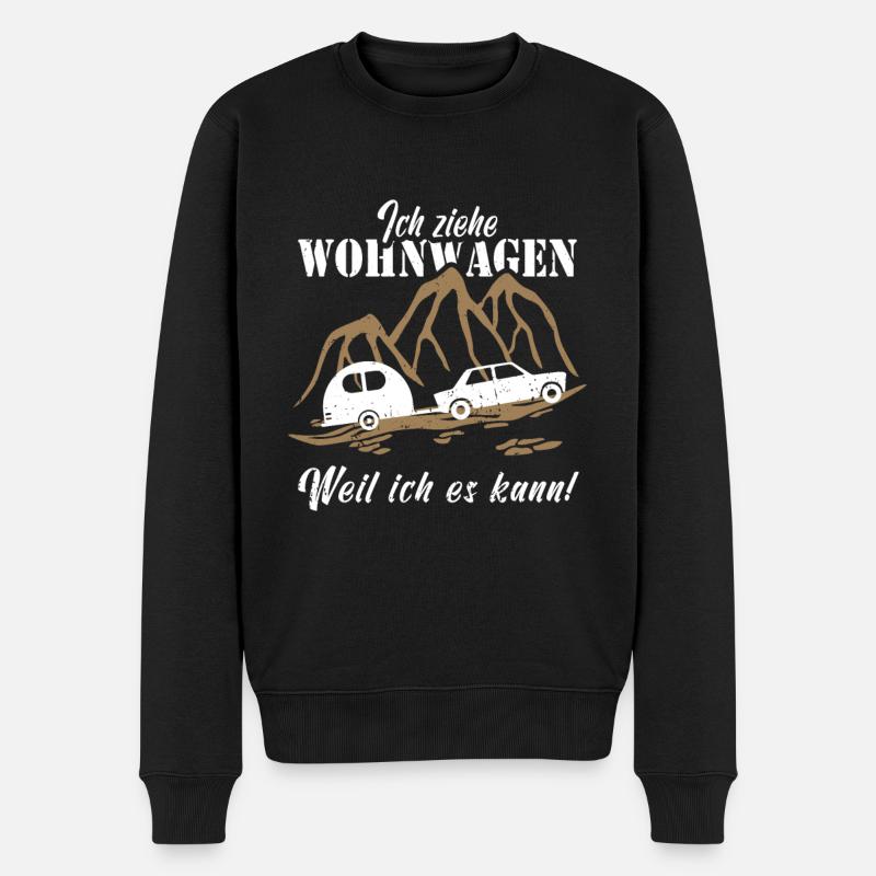 Ich ziehe Wohnwagen - Männer Premium Bio Pullover - Schwarz