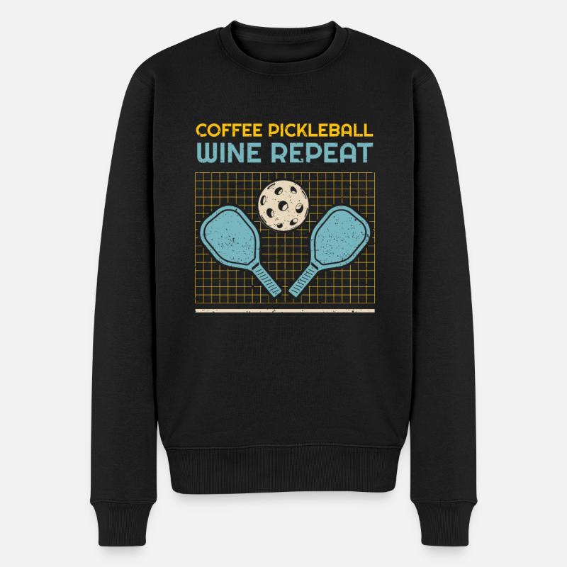 Coffee Pickleball Wine Repeat - Männer Premium Bio Pullover - Schwarz