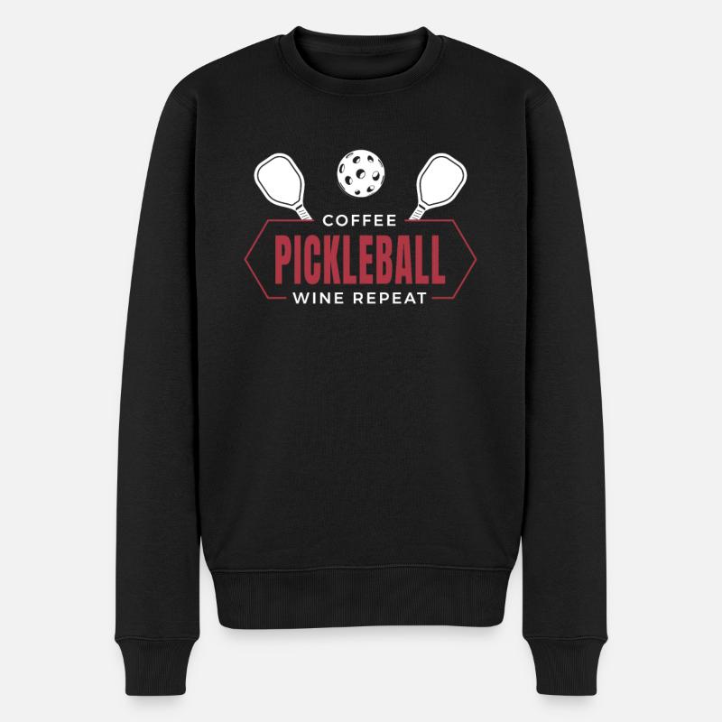 Coffee Pickleball Wine Repeat - Männer Premium Bio Pullover - Schwarz