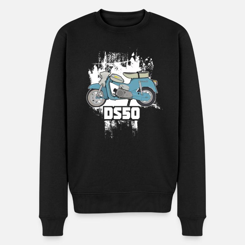 DS50 / Schwalbenfahrer / Ostalgie / Mofa Oldtimer - Männer Premium Bio Pullover - Schwarz