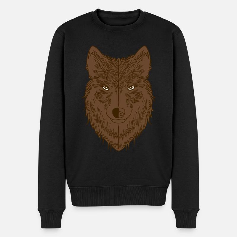 Wolf - Männer Premium Bio Pullover - Schwarz