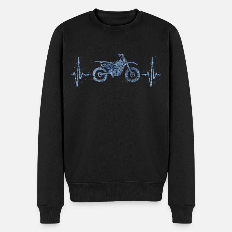 Motorrad Herzschlag Motorradfahrer - Männer Premium Bio Pullover - Schwarz
