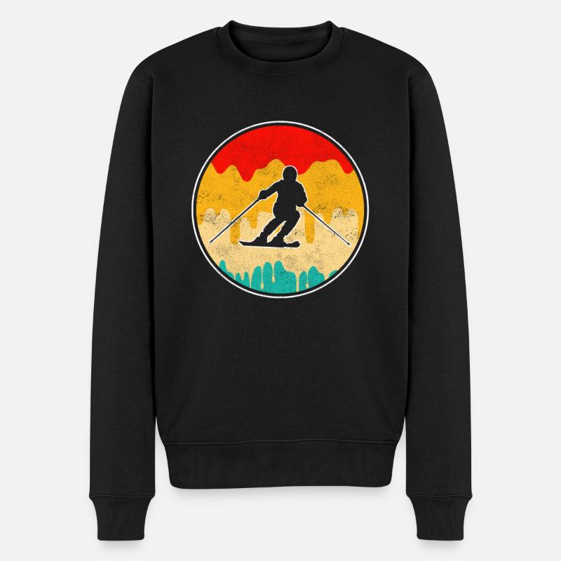 Ski Retro - Männer Premium Bio Pullover - Schwarz