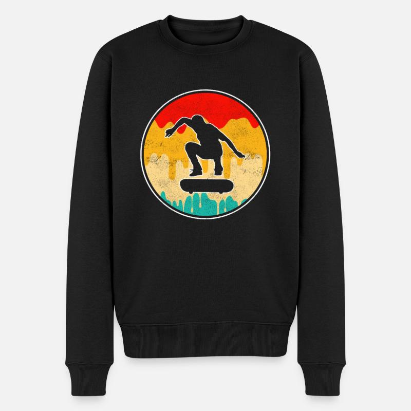 Skating Retro - Männer Premium Bio Pullover - Schwarz