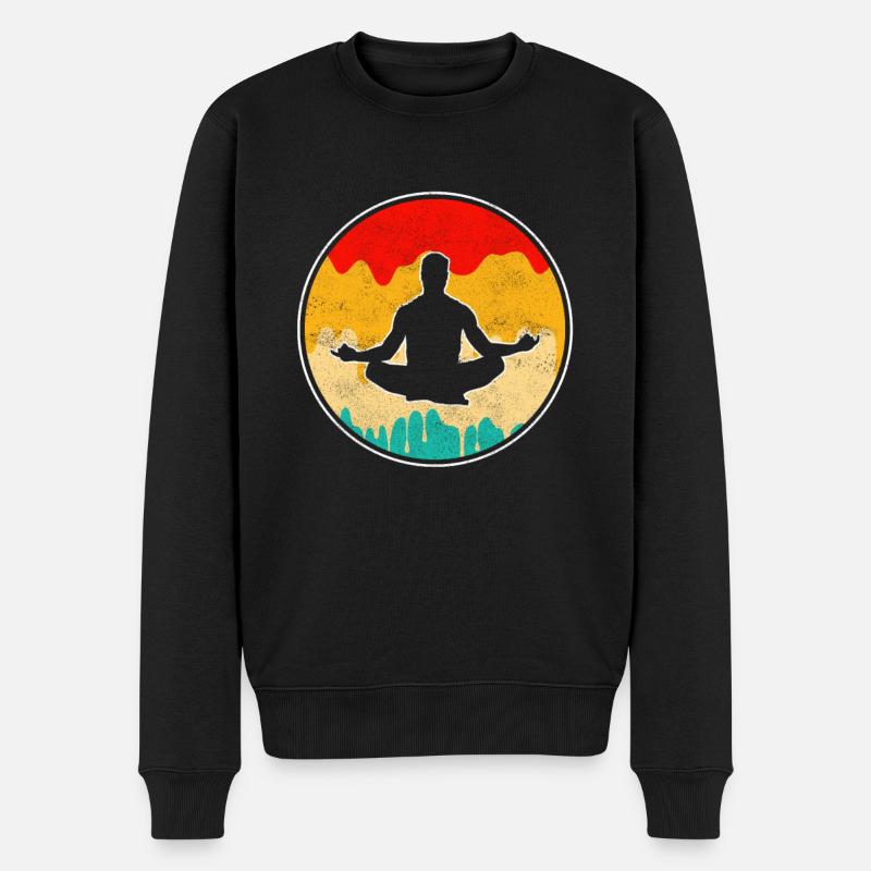 Yoga Méditation Rétro - Pull Premium bio Homme - noir