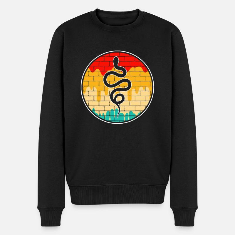 Schlange Retro - Männer Premium Bio Pullover - Schwarz
