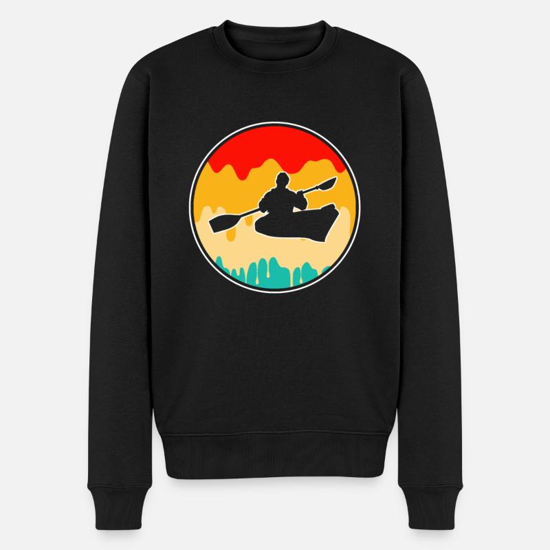 Retro Kanu - Männer Premium Bio Pullover - Schwarz