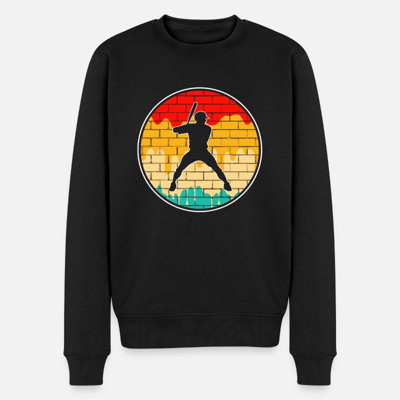 Baseball Retro Logo - Männer Premium Bio Pullover - Schwarz