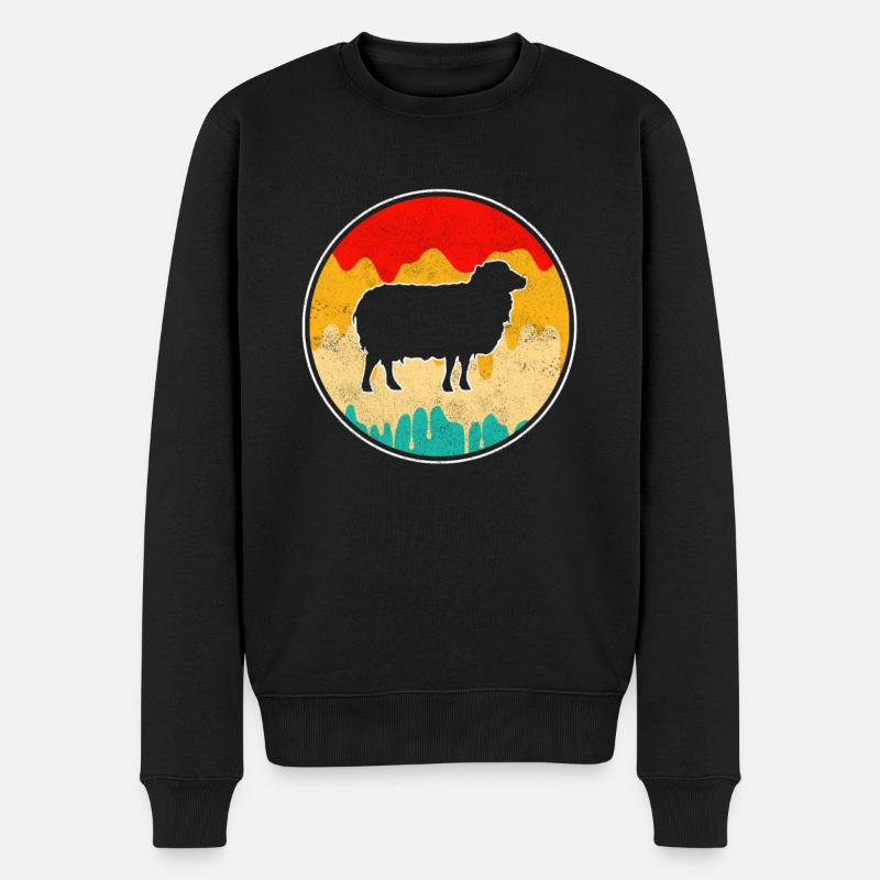 Schaf Retro - Männer Premium Bio Pullover - Schwarz