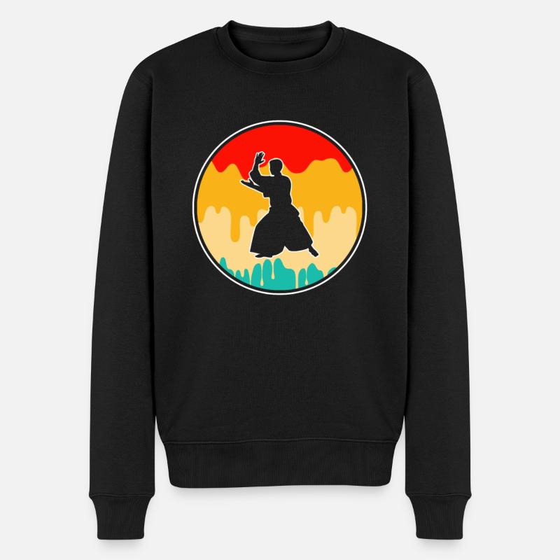 Aikido Retro - Männer Premium Bio Pullover - Schwarz