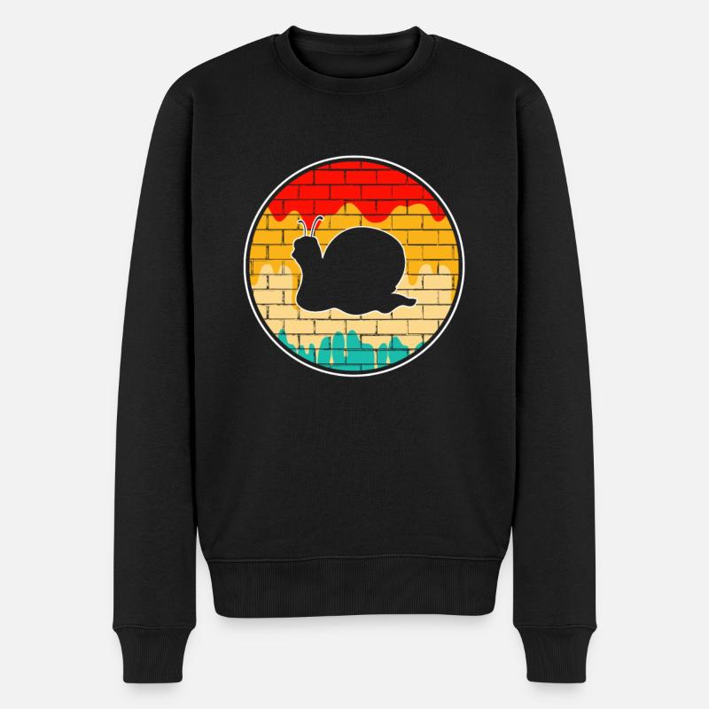 Schnecke Retro - Männer Premium Bio Pullover - Schwarz