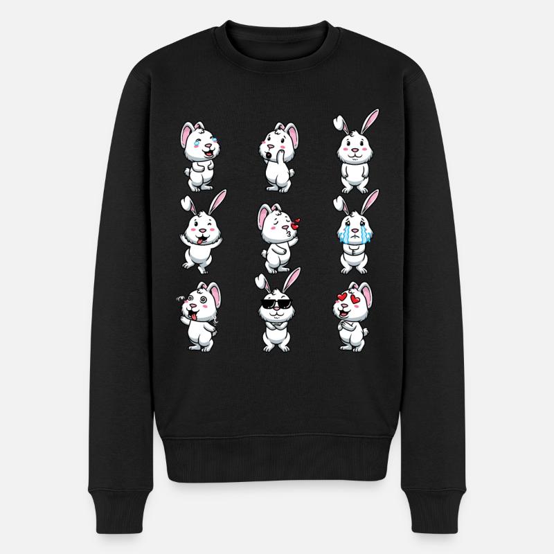 Lapin Blanc Emoticons Lapin - Pull Premium bio Homme - noir