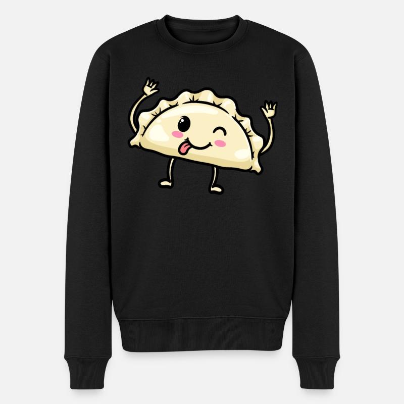 Pierogi Kawaii Emoticon Polnisches Essen - Männer Premium Bio Pullover - Schwarz
