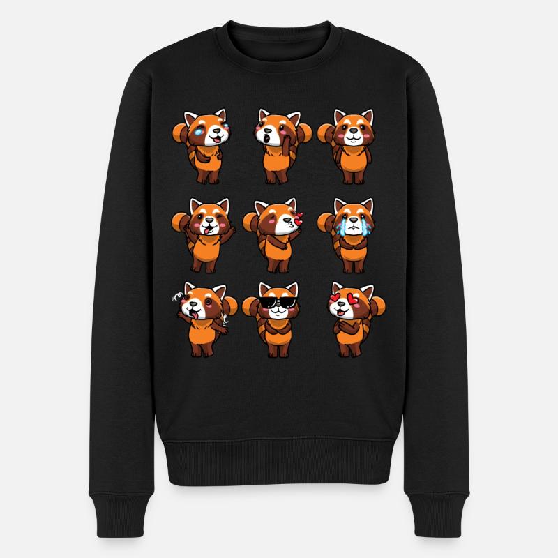 Panda roux Petit panda émoticône - Pull Premium bio Homme - noir