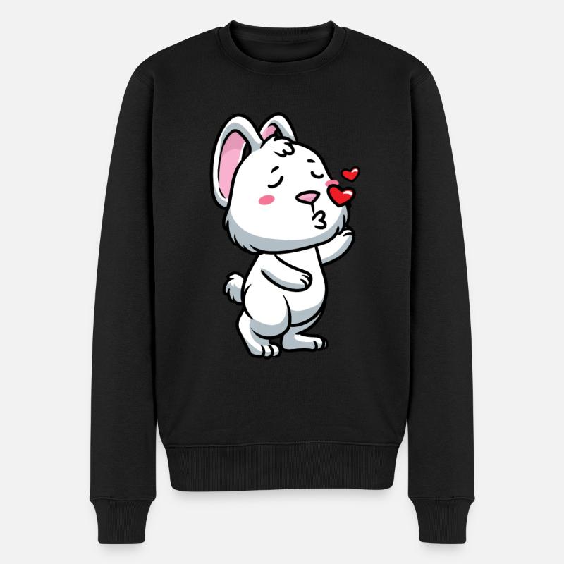 Weißes Kaninchen Emoticons Hase - Männer Premium Bio Pullover - Schwarz