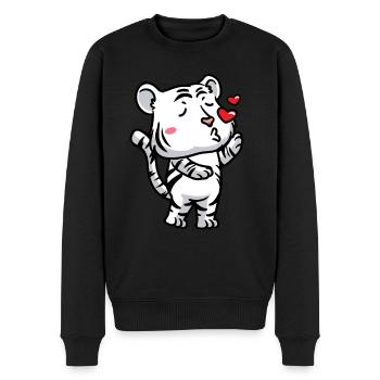 Tigre blanc Emoticon Tigre du Bengale - Pull Premium bio Homme - noir - Devant - Nico (187cm)
