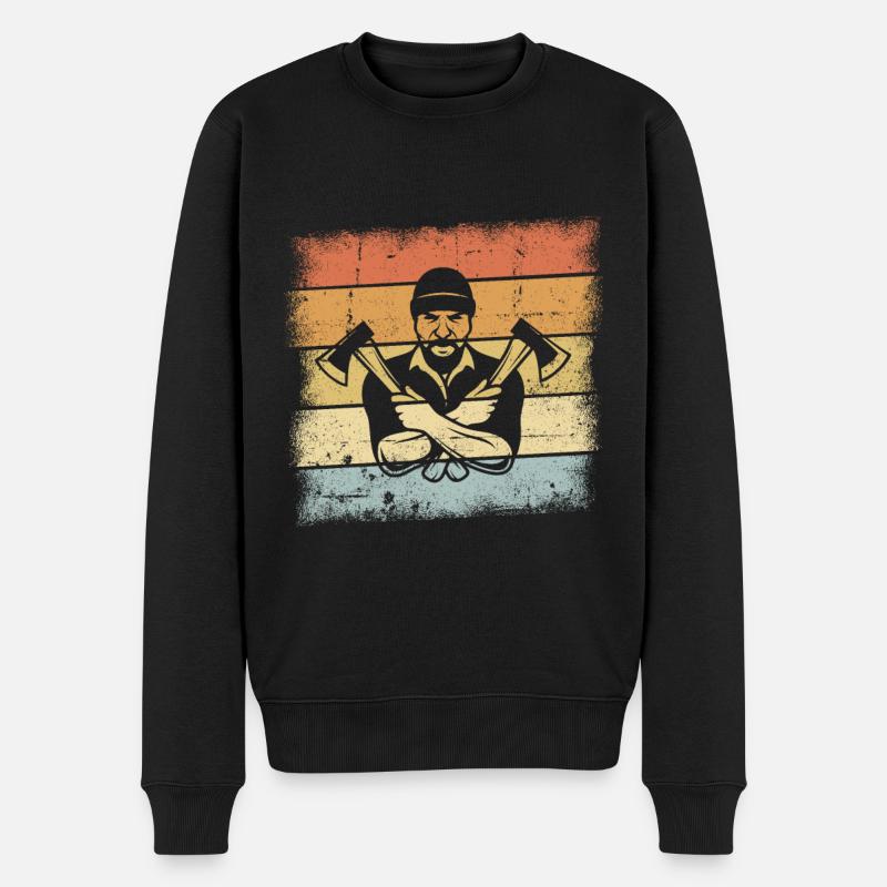 Holzfäller Axt Design - Männer Premium Bio Pullover - Schwarz