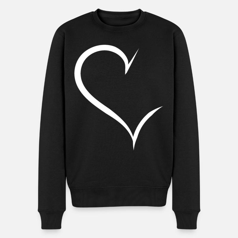 Cooles Halbes Weisses Herz - Männer Premium Bio Pullover - Schwarz