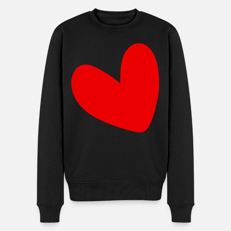 Rotes Herz - Männer Premium Bio Pullover - Schwarz