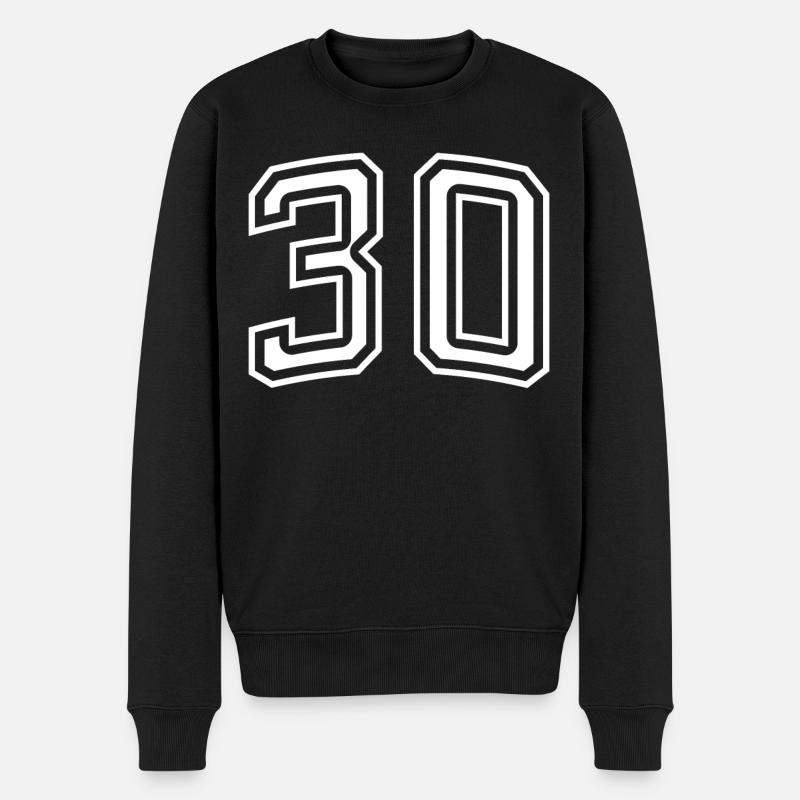 Numéro 30 en blanc - Pull Premium bio Homme - noir