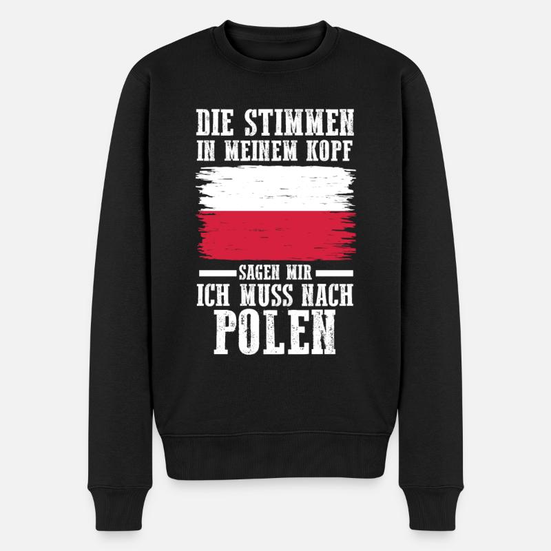 Polska Polen Pole Polnisches - Männer Premium Bio Pullover - Schwarz