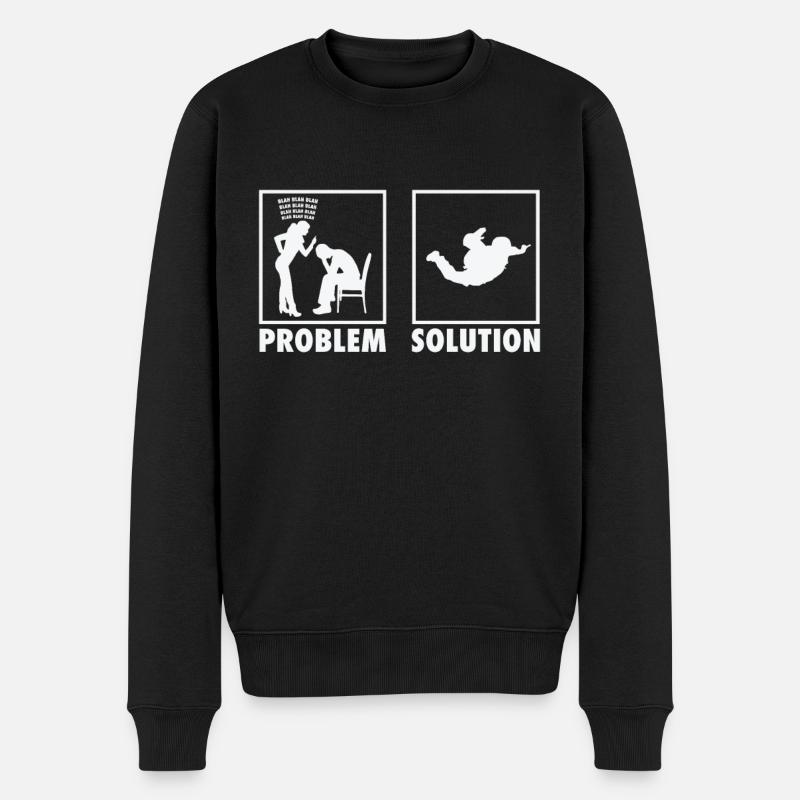 Skydiving Skydivers Statement Problem Solution. - Männer Premium Bio Pullover - Schwarz