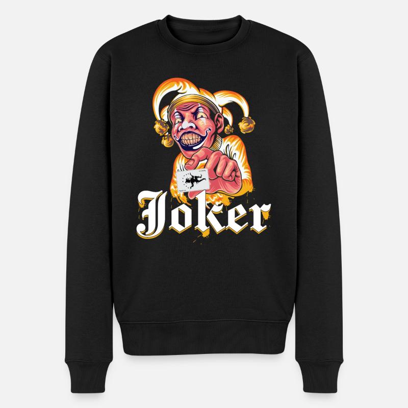 Joker Karte Orange - Männer Premium Bio Pullover - Schwarz