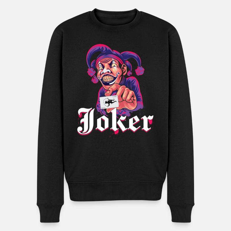 Joker Karte Lila - Männer Premium Bio Pullover - Schwarz