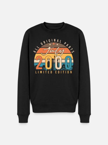 2000 Juli Retro - Männer Premium Bio Pullover - Schwarz