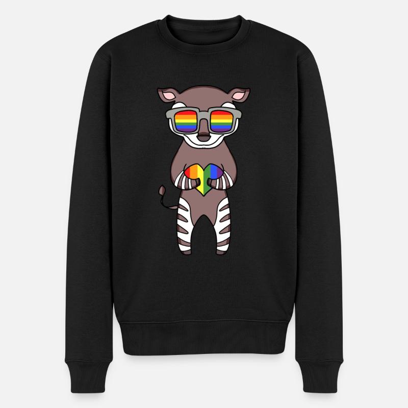 LGBT Tier Okapi Regenbogen - Männer Premium Bio Pullover - Schwarz