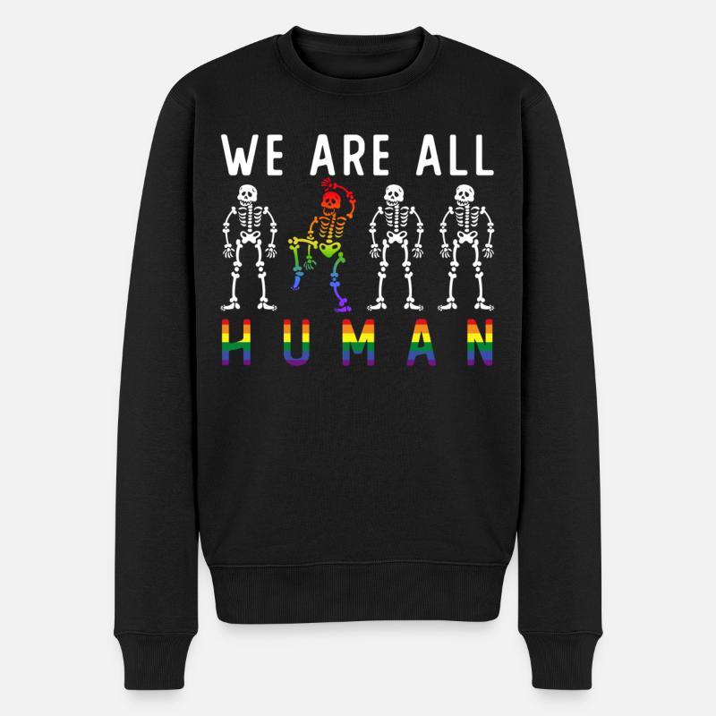 We Are All Human - Männer Premium Bio Pullover - Schwarz