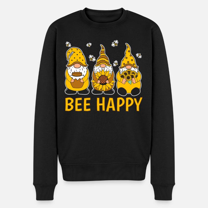 Bee Happy - Männer Premium Bio Pullover - Schwarz