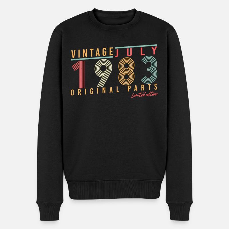 Retro 1983 Juli - Männer Premium Bio Pullover - Schwarz