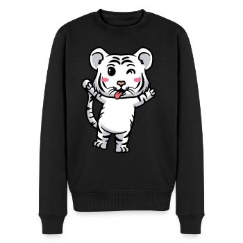 Tigre blanc Emoticon Tigre du Bengale - Pull Premium bio Homme - noir - Devant - Nico (187cm)