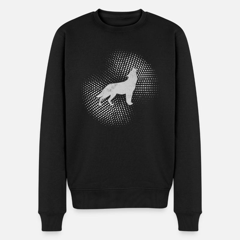 wolf - Männer Premium Bio Pullover - Schwarz