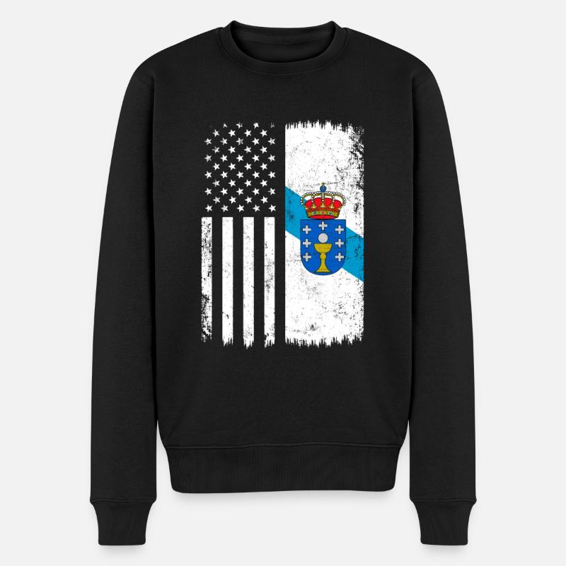 galicia american flag, galician - Männer Premium Bio Pullover - Schwarz