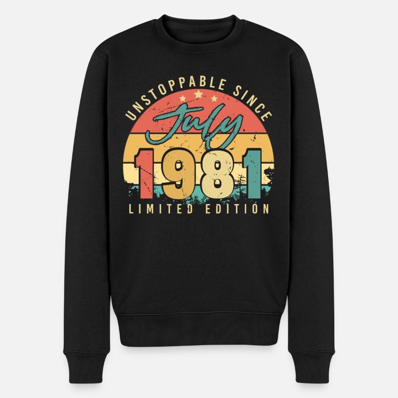 Retro Juli 1981 - Männer Premium Bio Pullover - Schwarz