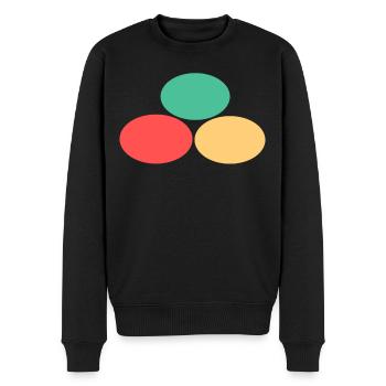 Trois points- Vert- Rouge- Jaune - Pull Premium bio Homme - noir - Devant - Nico (187cm)