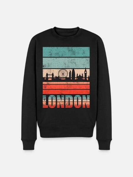 London Retro Skyline - Männer Premium Bio Pullover - Schwarz