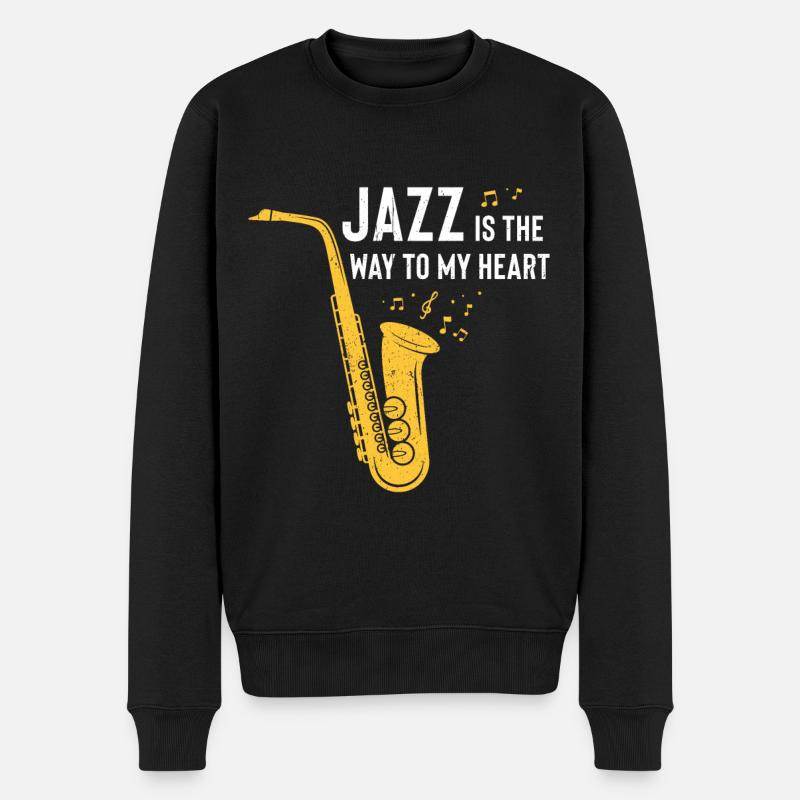 Jazz Tshirt - Männer Premium Bio Pullover - Schwarz