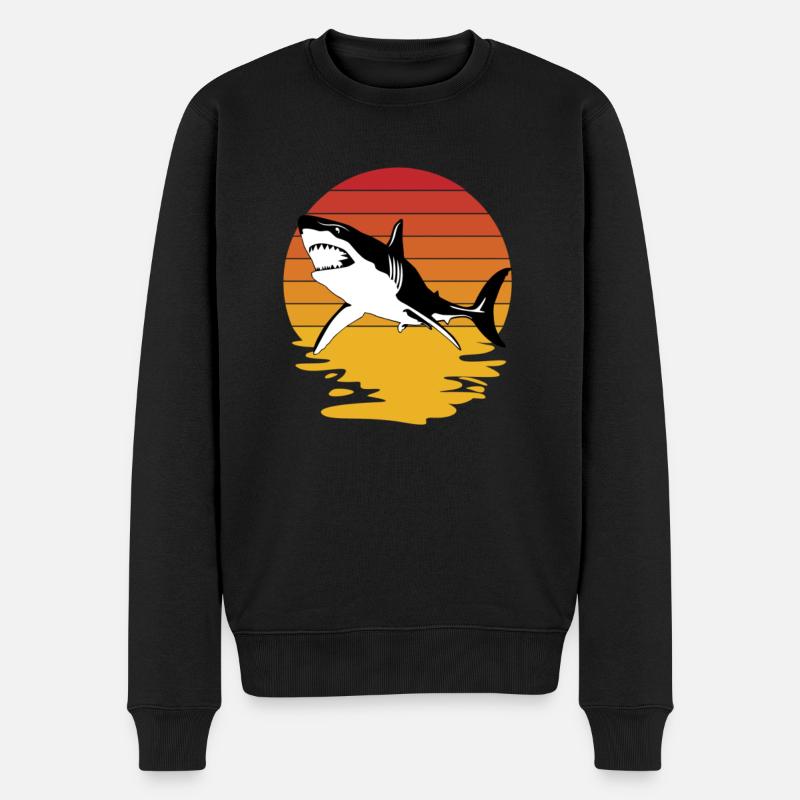 requin, grand requin blanc, requins, mégalodon, requin, requin marteau - Pull Premium bio Homme - noir