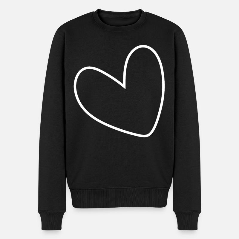 Einfaches Weisses Herz - Männer Premium Bio Pullover - Schwarz